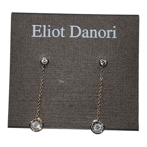 Eliot Danori Crystal Linear Drop Earrings Gold-Tone NWT - Picture 2 of 4